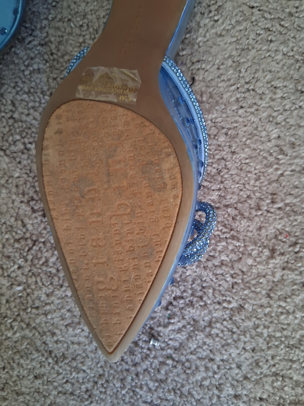 Women's Sz 8 Gianni Bini Blue Pointed Toe Embellished Mule Excellent Condition - Picture 5 of 10